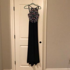 Beaded halter prom dress